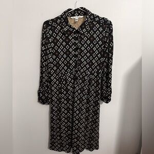 DIANE von FURSTENBERG DVF ROAN Floral Geo Printed Silk Shirt Dress 8